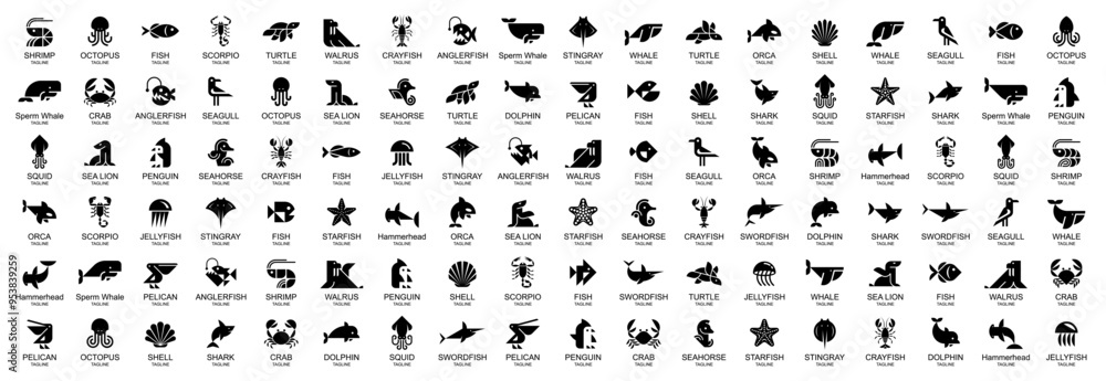 Animals logos collection. Animal logo set. Icon design Animals logos collection. Animal logo set. Icon design