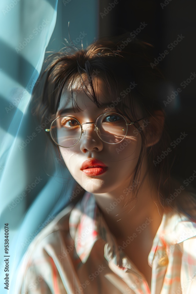 A woman wearing glasses and a shirt A woman wearing glasses and a shirt
