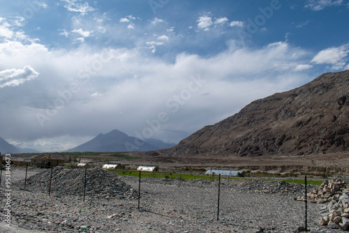 Nubra Vally in Ladakh, India the scenic view of leh ladakh with free space