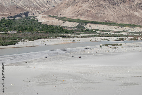Nubra Vally in Ladakh, India the scenic view of leh ladakh with free space