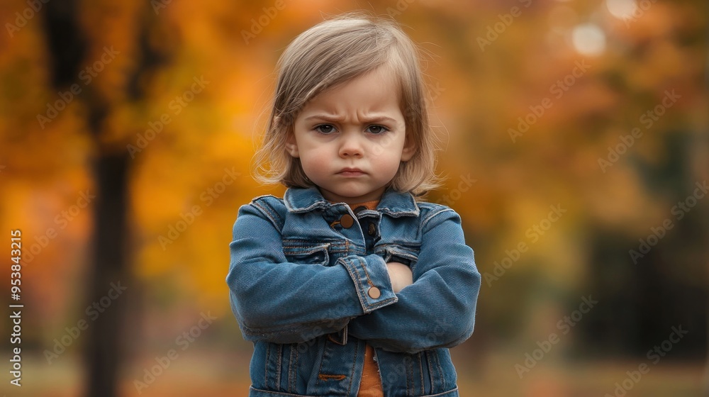 Little Girl with a Frown in Autumn Little Girl with a Frown in Autumn