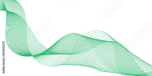 Abstract vector background with green wavy lines. green wave background. Design element for technology, science, modern concept. Wave lines motion vector design