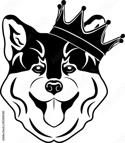 Akita Wearing A Crown