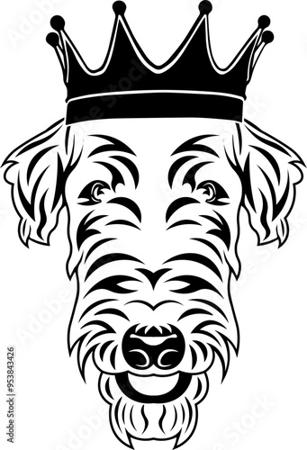 Airedale Terrier Wearing A Crown