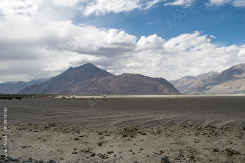 Nubra Vally in Ladakh, India the scenic view of leh ladakh with free space