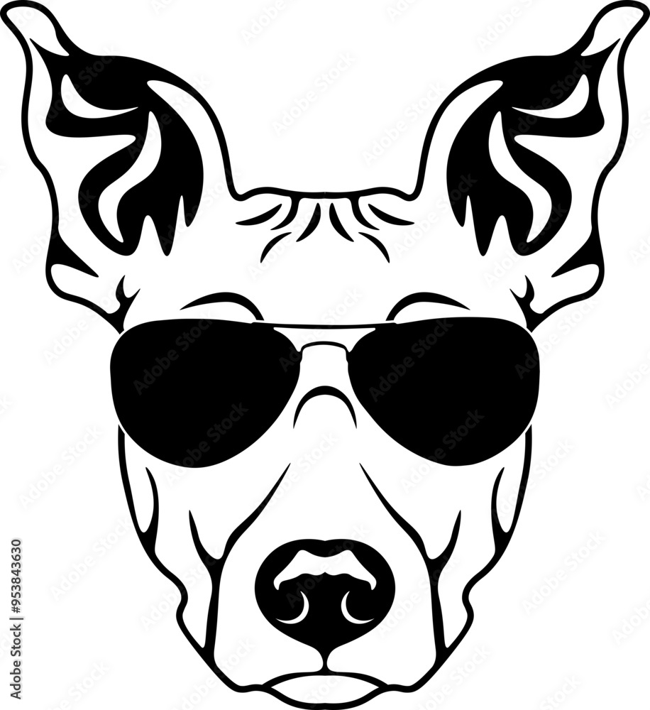 Obraz premium American Hairless Terrier In Sunglasses