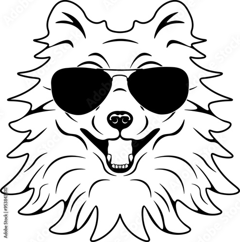 American Eskimo Dog In Sunglasses
