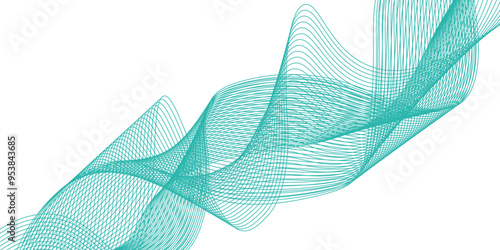Abstract vector background with green wavy lines. green wave background. Design element for technology, science, modern concept. Wave lines motion vector design