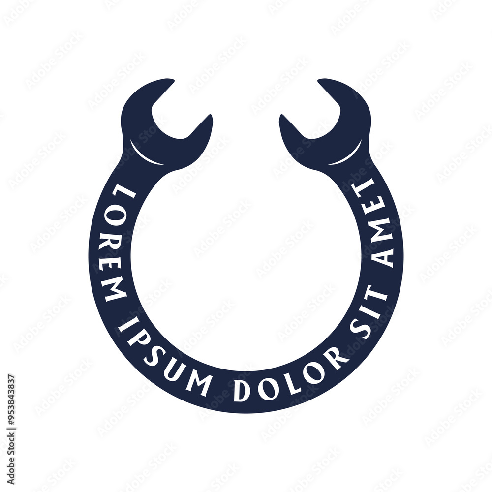 Vintage Retro Wrench Circular Spanner for Auto Garage Custom Workshop Icon Illustration Design
