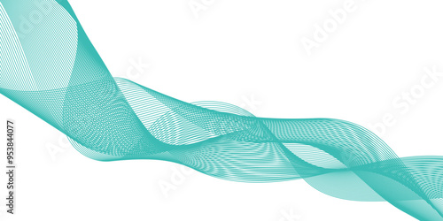 Abstract vector background with green wavy lines. green wave background. Design element for technology, science, modern concept. Wave lines motion vector design