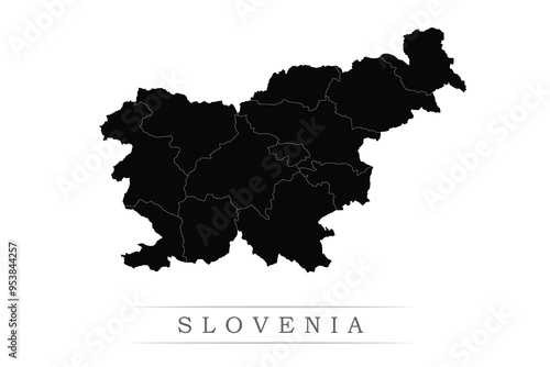 Slovenia map on white background vector. Administrative regions of Slovenia