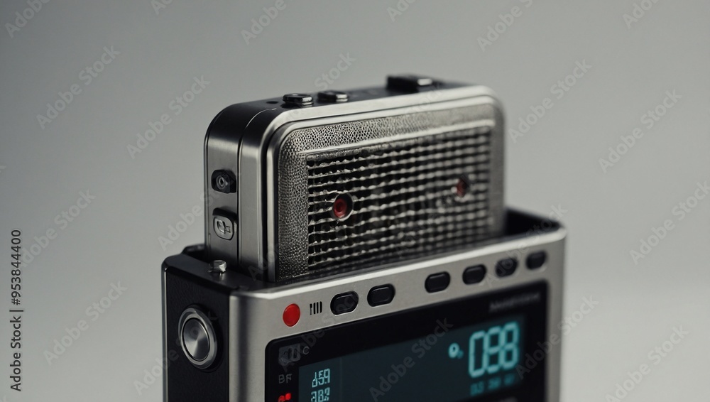 A voice recorder icon symbolizing audio communication. A voice recorder icon symbolizing audio communication.