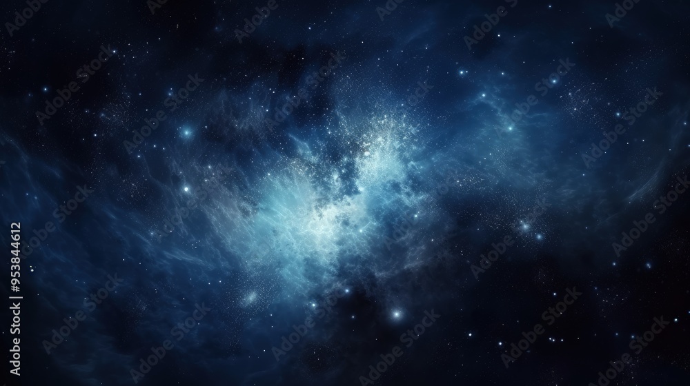 Fototapeta premium A captivating cosmic scene showcasing a vibrant nebula filled with stars and interstellar clouds in deep space.