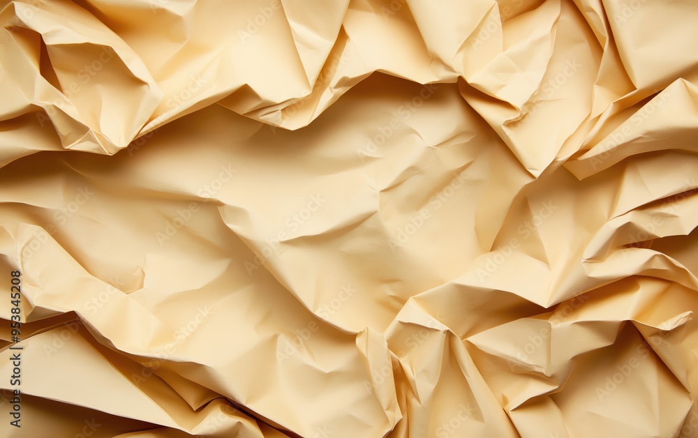 Close-up view of crumpled beige paper texture, perfect for backgrounds or design projects requiring a natural, organic feel. Close-up view of crumpled beige paper texture, perfect for backgrounds or design projects requiring a natural, organic feel.