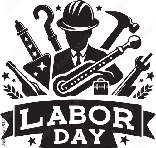 happy labor day workers character icons silhouette vector art flat logo design t shirt background banner illustrations