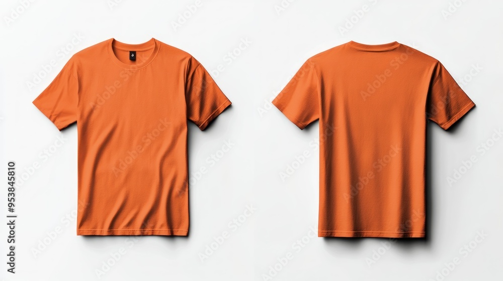 Orange T-shirt Mockup on White Background Orange T-shirt Mockup on White Background