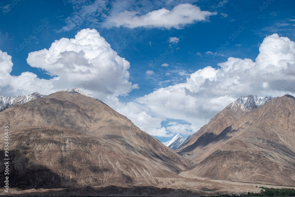 Nubra Vally in Ladakh, India the scenic view of leh ladakh with free space Nubra Vally in Ladakh, India the scenic view of leh ladakh with free space