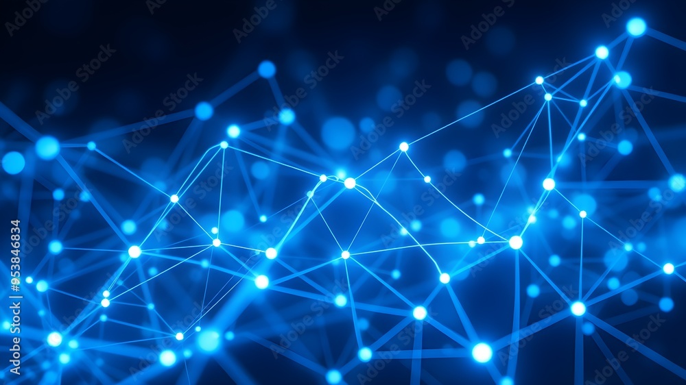 Fototapeta premium Futuristic Digital Network with Blue Connections