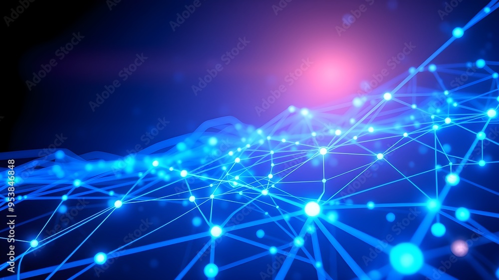 Futuristic Digital Network with Blue Connections Futuristic Digital Network with Blue Connections