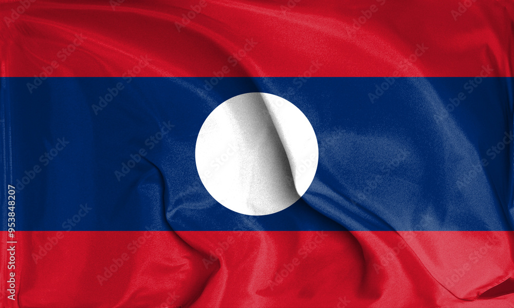 An up close view of Laos flag flying textures An up close view of Laos flag flying textures