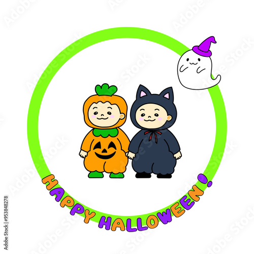 ハロウィンの仮装をした子どものイラスト素材