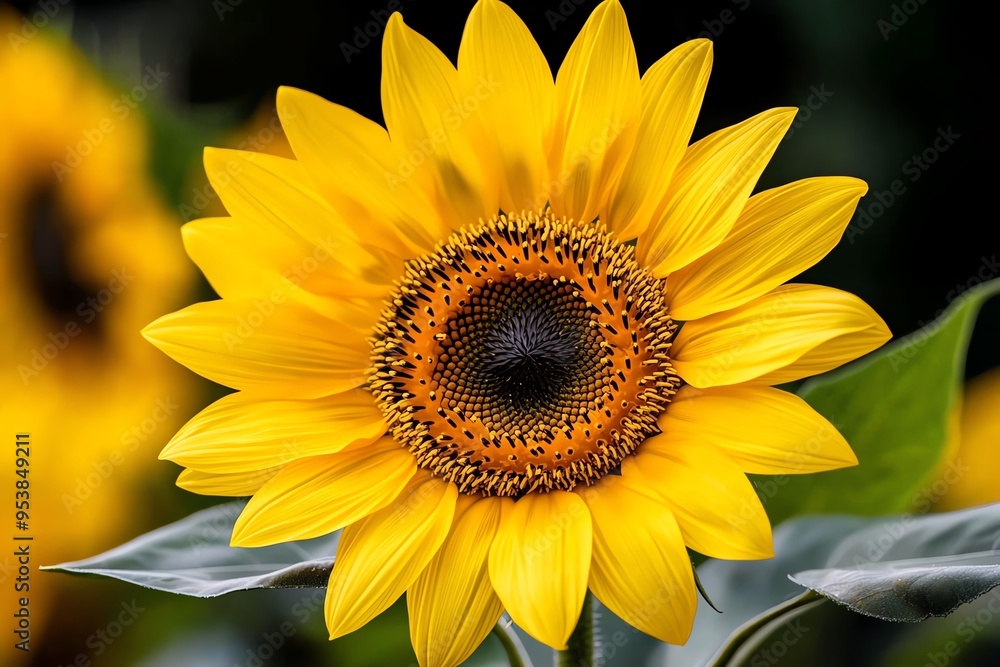 Fototapeta premium Sunflowers, seeds maturing, harvest time provide a bountiful crop for wildlife and humans alike