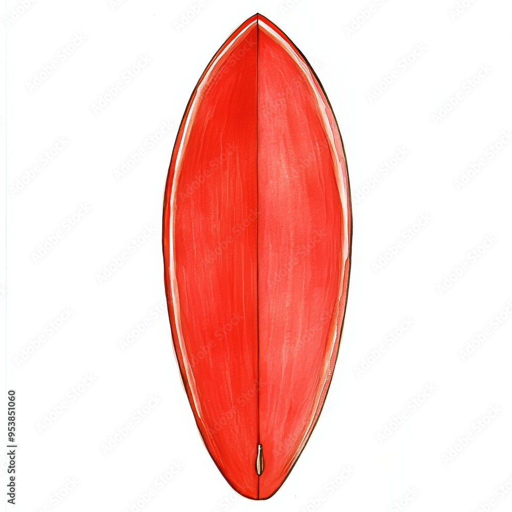 Hand-painted Watercolor Scandinavian Children's Art of a Red Surfboard Generative AI Hand-painted Watercolor Scandinavian Children's Art of a Red Surfboard Generative AI