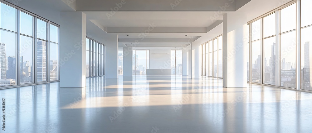Serene Minimalistic Office Interior with Abundant Space, Neutral Tones, and Vacancy Vibes Serene Minimalistic Office Interior with Abundant Space, Neutral Tones, and Vacancy Vibes