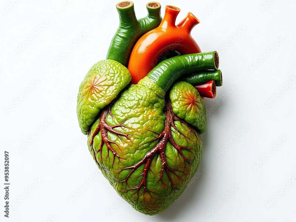 Naklejka premium heart made of vegetables on a white background