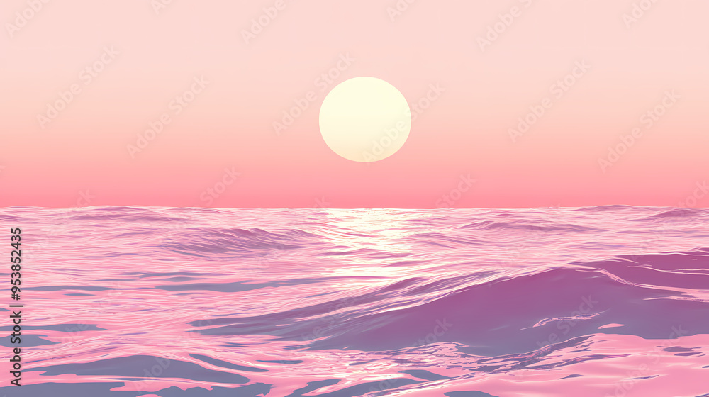 Ocean sunset background in pastel pink gradient colors. . generative ai. Sunset. Illustration Ocean sunset background in pastel pink gradient colors. . generative ai. Sunset. Illustration