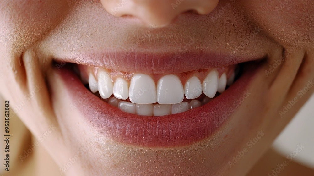 Fototapeta premium Radiant and Confident Smile with Glossy Polished Dental Showcase