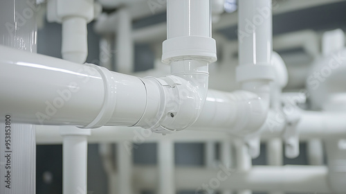 White Plastic Pipes in Factory photo