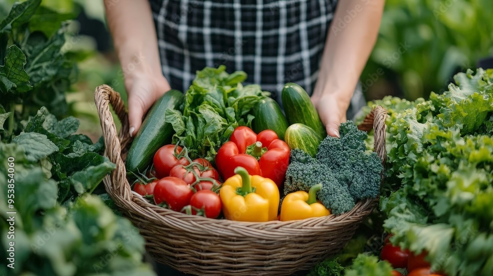 Fototapeta premium Fresh Harvest Of Vegetables Gathered Outdoors
