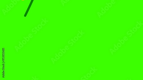 Animation of a monkey hanging from a rope. Animated green background