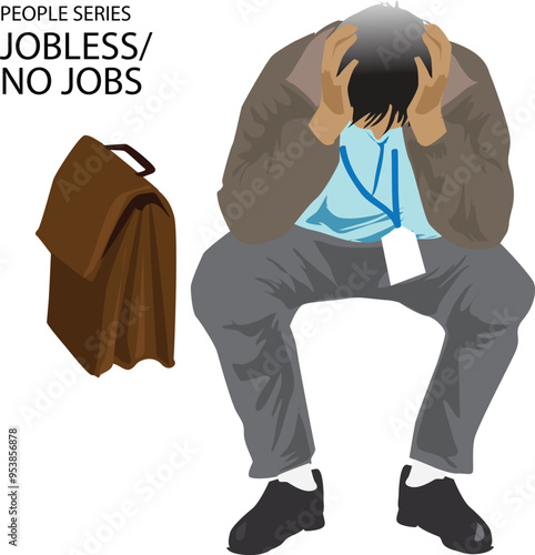 jobless man being depression because no jobs