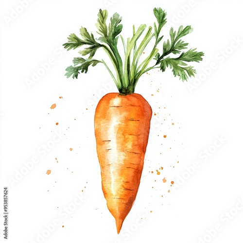 Watercolor Carrot Isolated on White Background for Healthy Food Illustration Generative AI