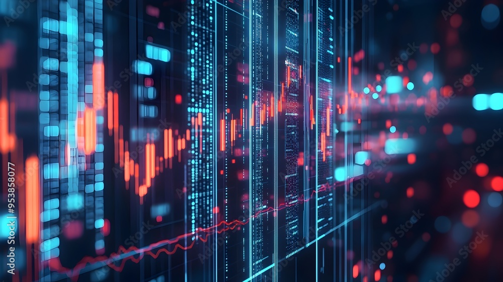 3D Digital Graph Showcasing Financial Growth and Market Performance 3D Digital Graph Showcasing Financial Growth and Market Performance