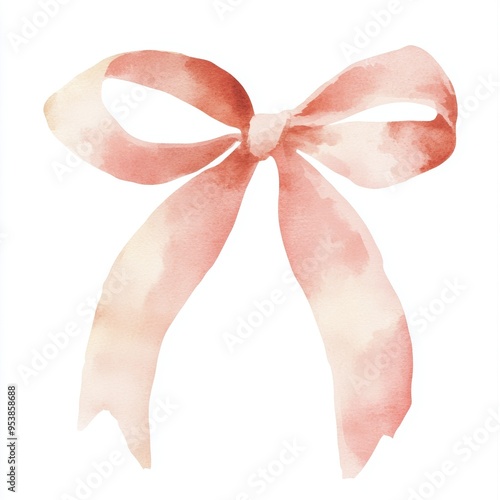 Watercolor One Cute Large Pink String Ribbon for Gift or Card Design Generative AI