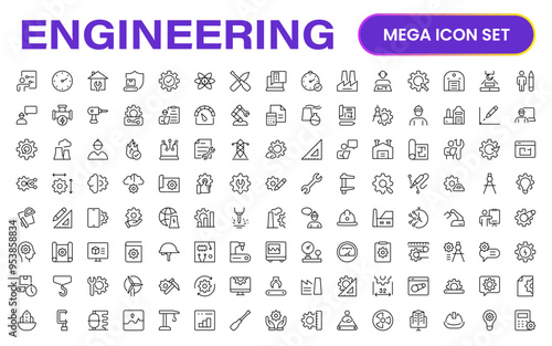 Comprehensive Engineering Icon Set: Precision-crafted icons for mechanical, civil, electrical, and software engineering projects.