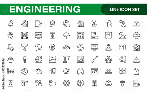 Comprehensive Engineering Icon Set: Precision-crafted icons for mechanical, civil, electrical, and software engineering projects.