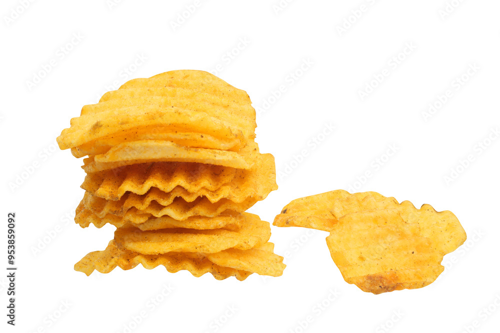 Stack of potato chips on a transparent background png Stack of potato chips on a transparent background png