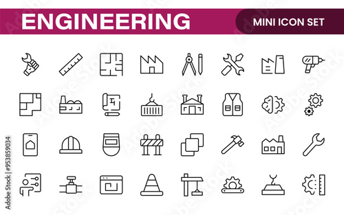 Comprehensive Engineering Icon Set: Precision-crafted icons for mechanical, civil, electrical, and software engineering projects.