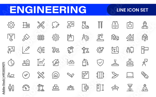 Comprehensive Engineering Icon Set: Precision-crafted icons for mechanical, civil, electrical, and software engineering projects.