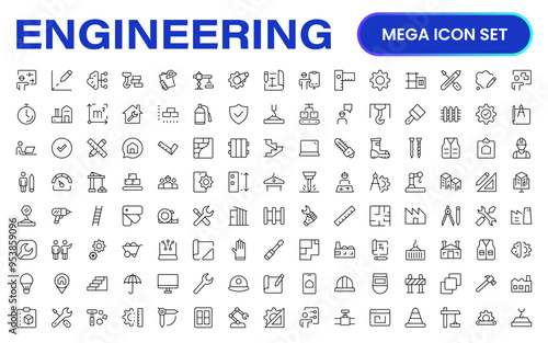 Comprehensive Engineering Icon Set: Precision-crafted icons for mechanical, civil, electrical, and software engineering projects.