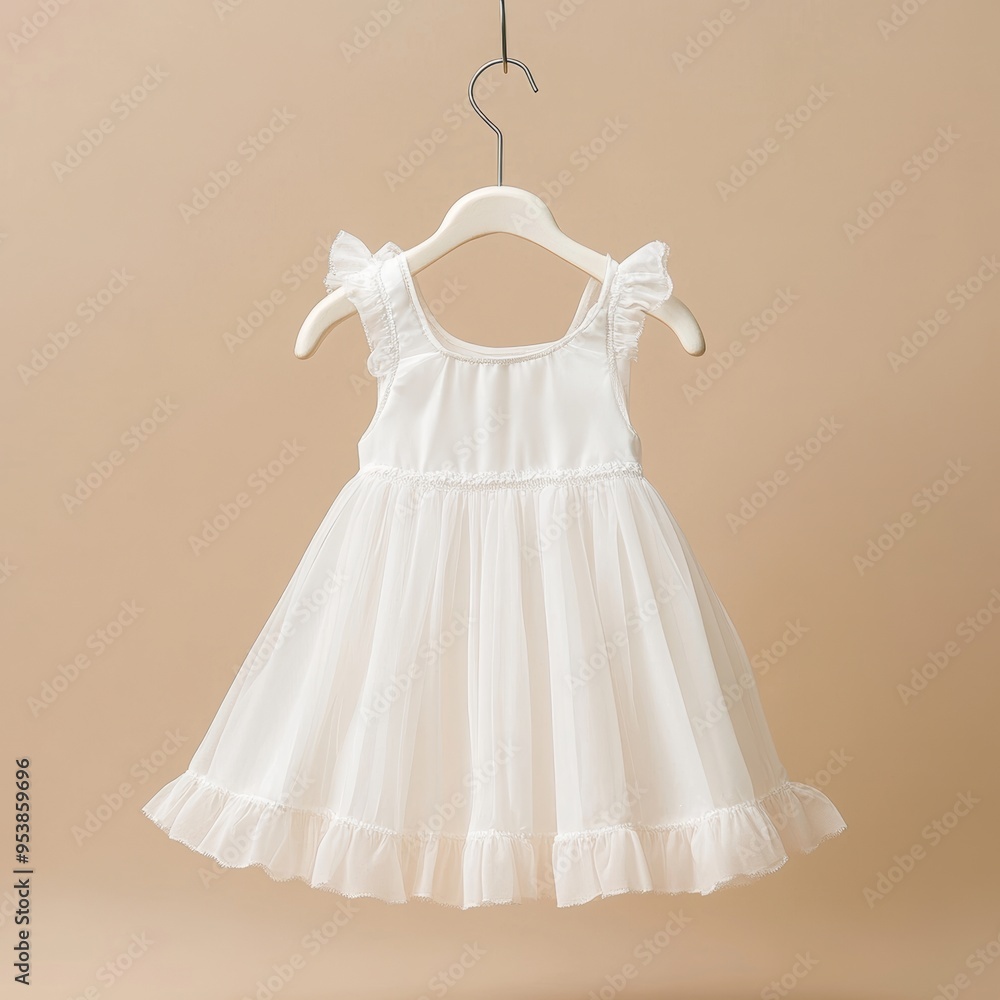 White Children's Dress on a Hanger for E-commerce or Fashion Store Display Generative AI White Children's Dress on a Hanger for E-commerce or Fashion Store Display Generative AI