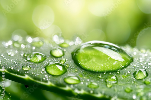 close-up of the aloe vera leaves with water droplets on them