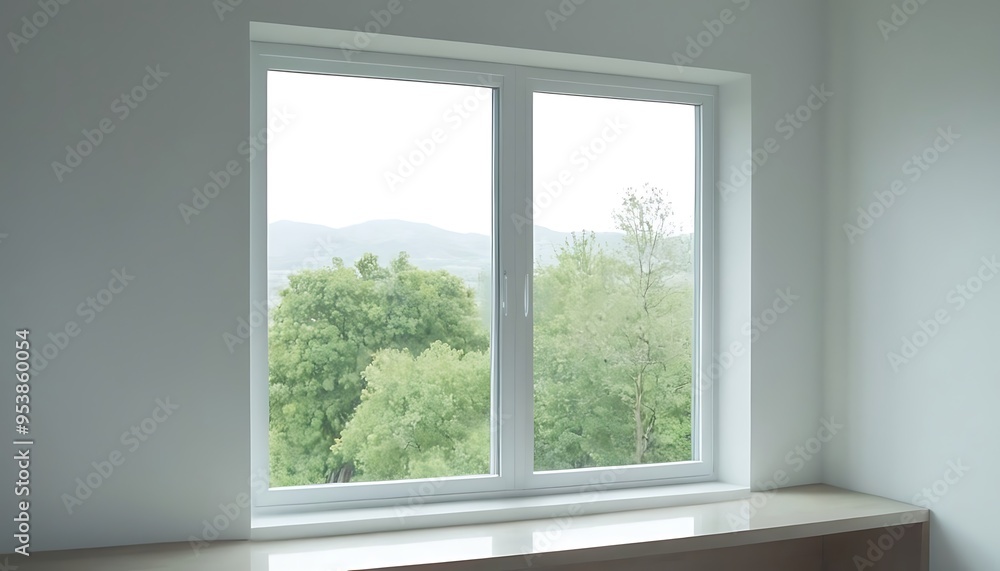 Fototapeta premium Black plastic window in the room,apartment, glasses, room, window, interior, office, modern, space, design, style, wall, architecture, view, contemporary, floor, furniture, hotel, indoor, inside, 
