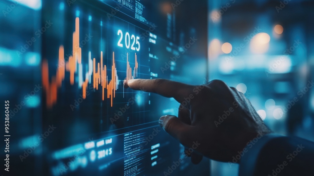 Hand Interacting with Data Visualization on a Screen Hand Interacting with Data Visualization on a Screen