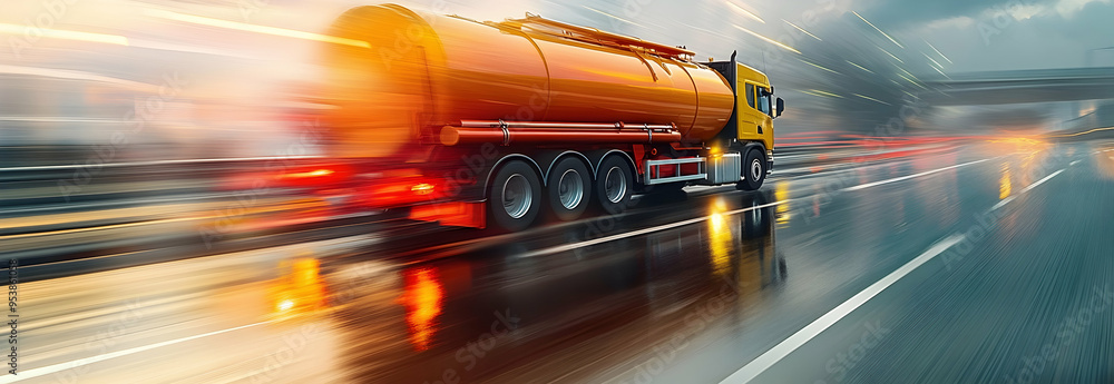 Speeding gasoline truck on highway.illustration Speeding gasoline truck on highway.illustration