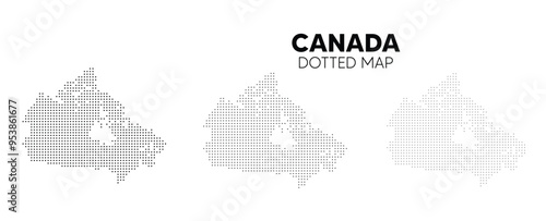 set of Canada dotted map vector on white isolated